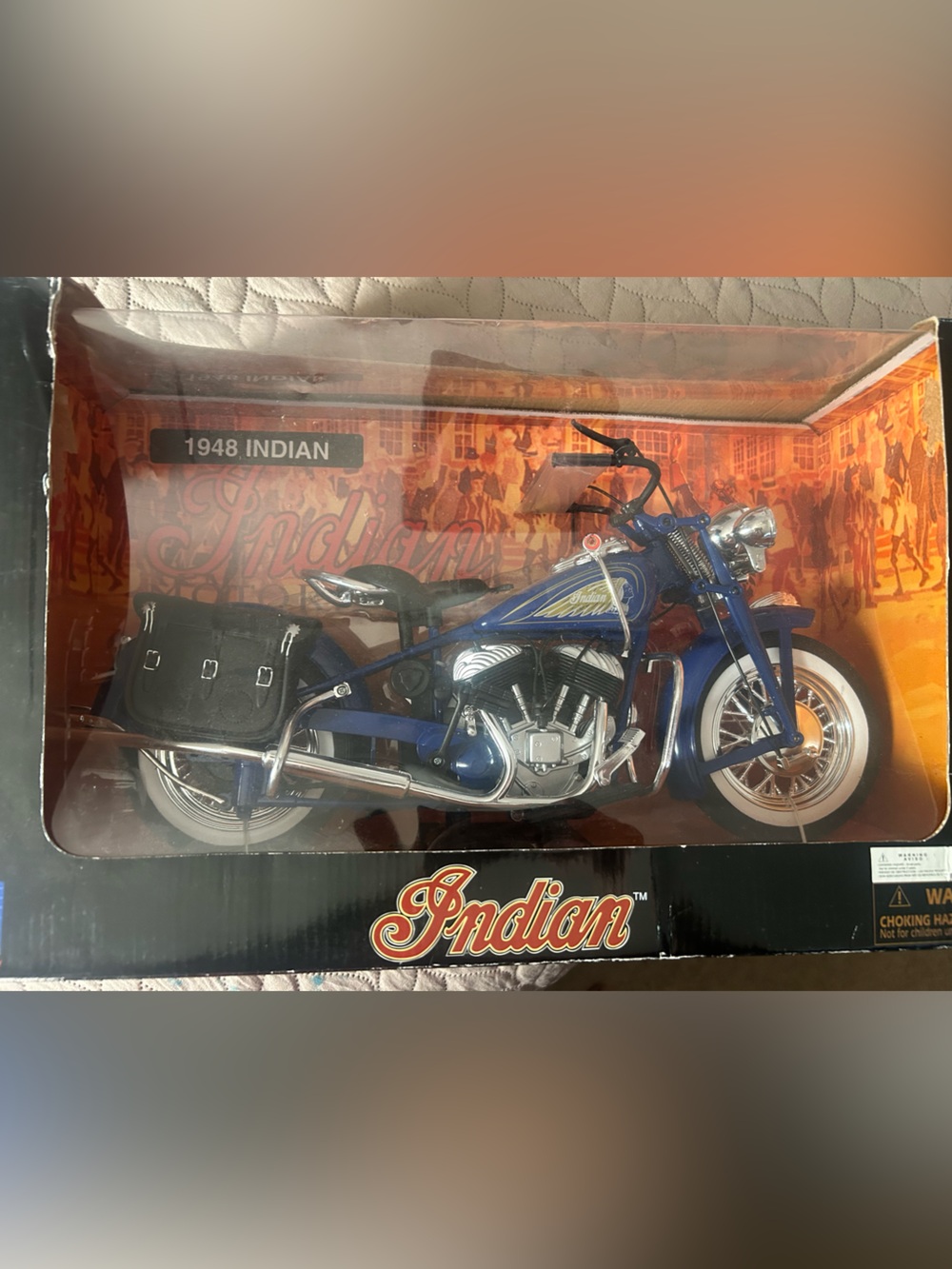 Indian 1948 Blue Vintage Motorcycle Collectible Model